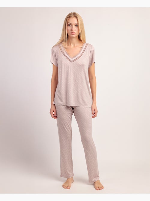 Pyjama en dentelle à pois et manches courtes pour femme ADMAS CLASSIC - Kiabi Pyjama en dentelle à pois et manches courtes pour femme ADMAS CLASSIC - Kiabi