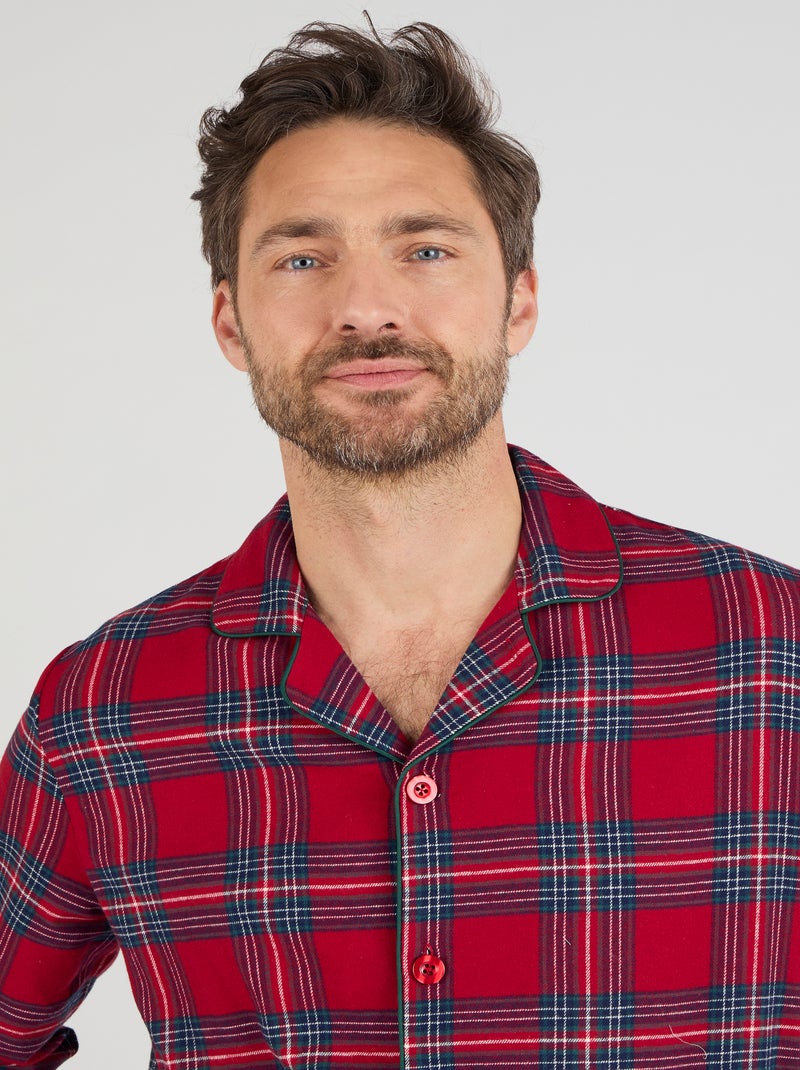 Pyjama en flanelle grattée pur coton - Damart Rouge - Kiabi