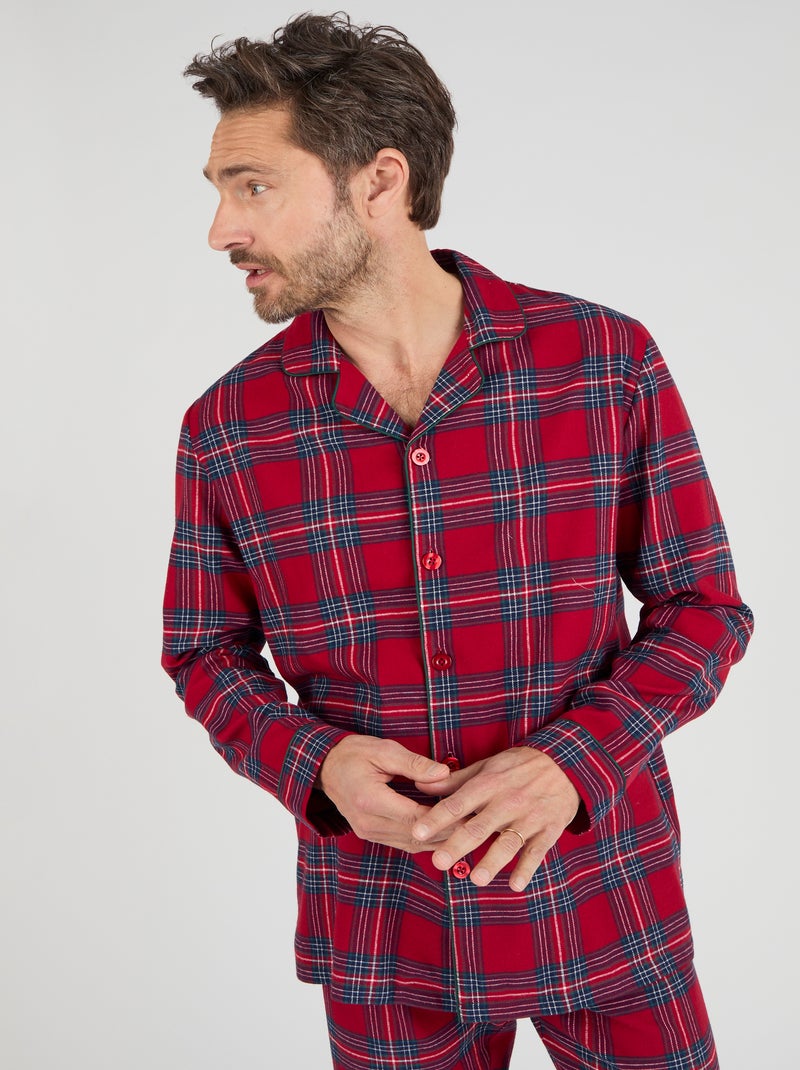 Pyjama en flanelle grattée pur coton - Damart Rouge - Kiabi