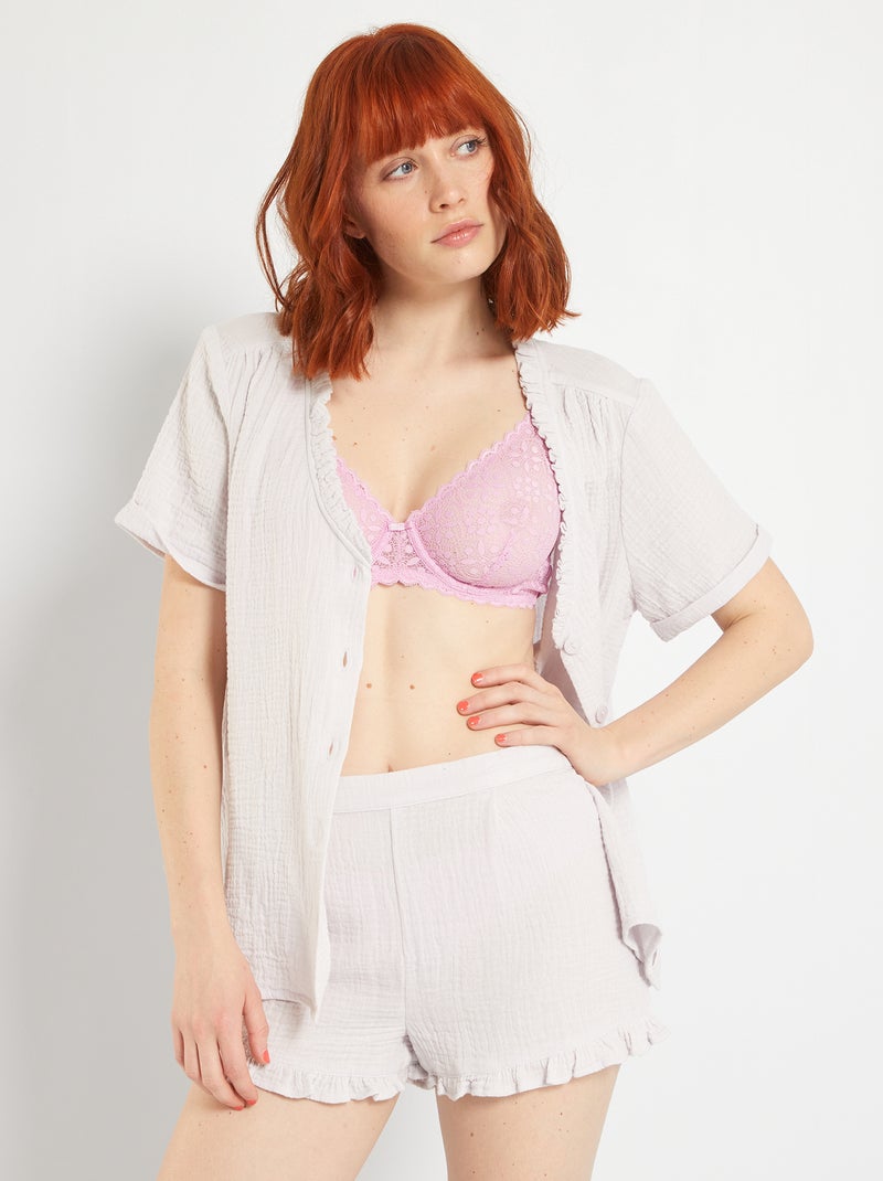 Pyjama en gaze de coton Lilas clair - Kiabi
