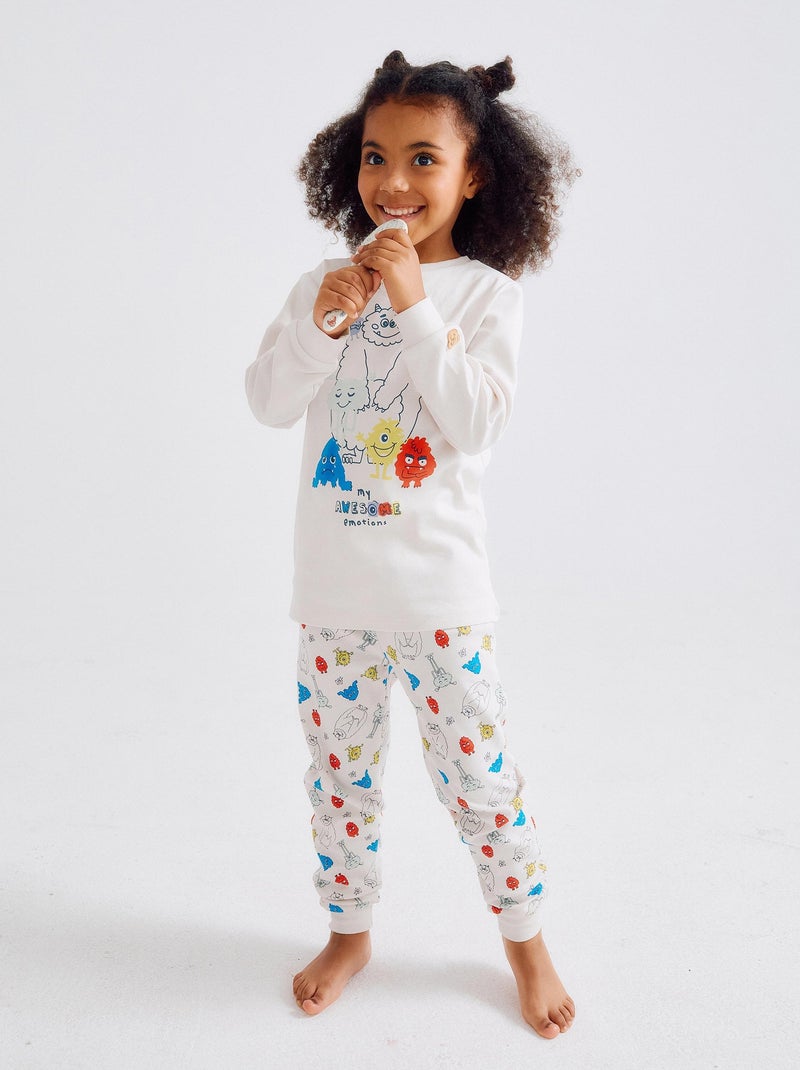 Pyjama en Interlock Monstres des Émotions Beige clair - Kiabi