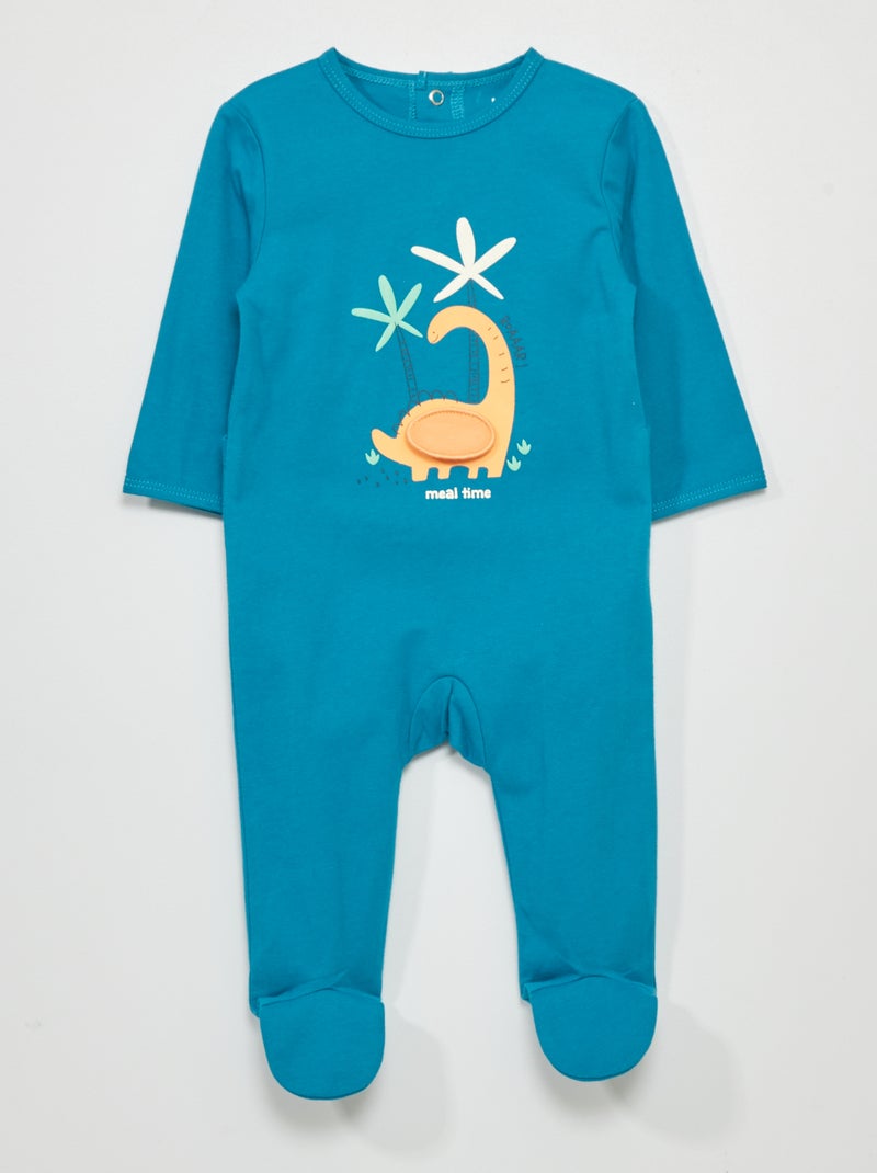 Pyjama en jersey avec imprimé Bleu 'dino' - Kiabi