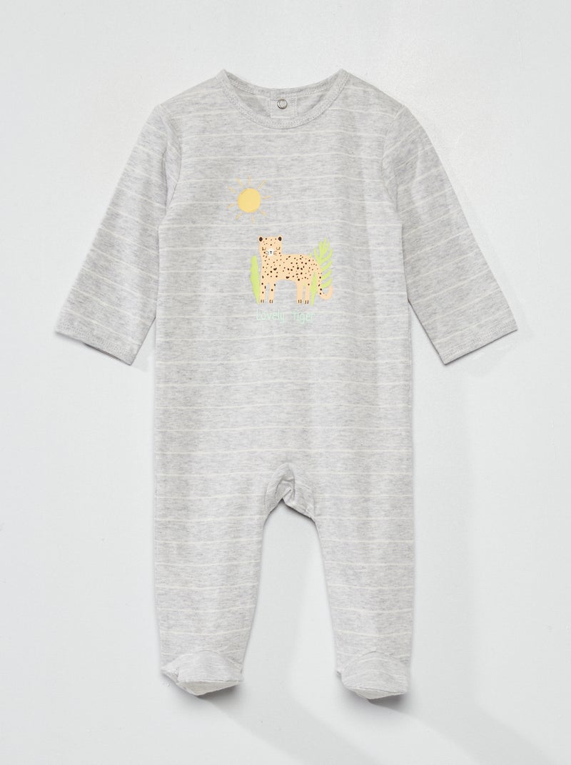 Pyjama en jersey avec imprimé Gris 'tigre' - Kiabi