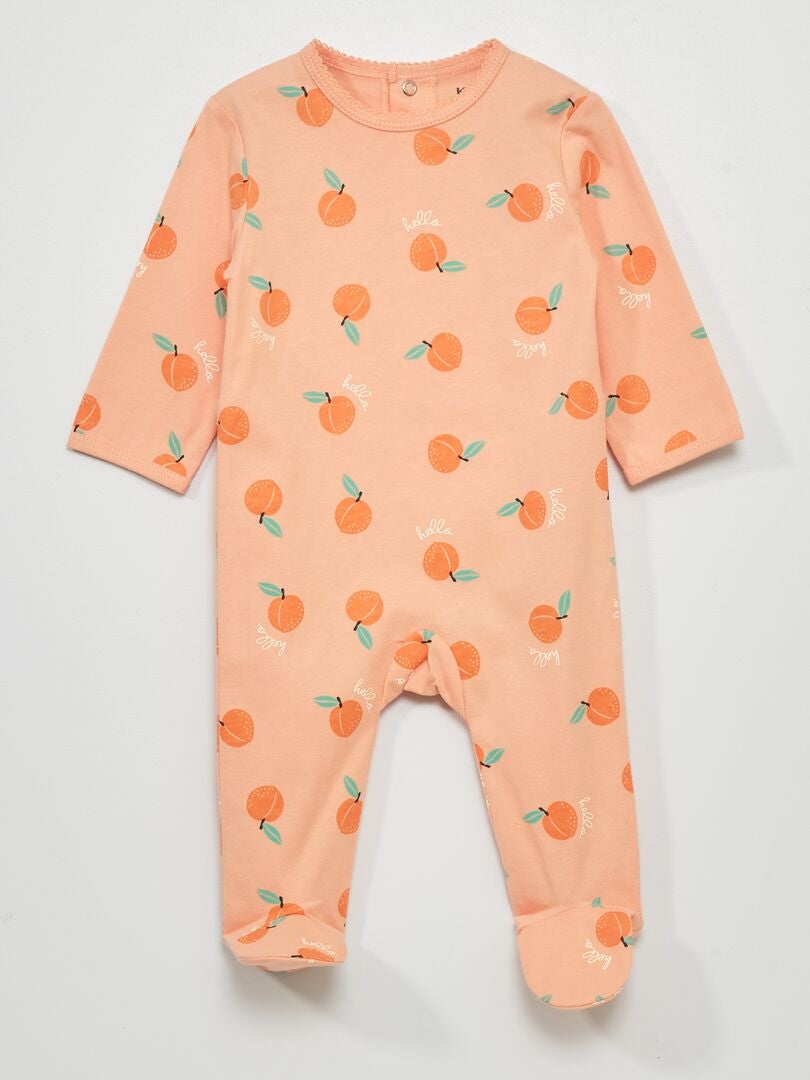 Pyjama en jersey avec imprimé Orange 'pêche' - Kiabi