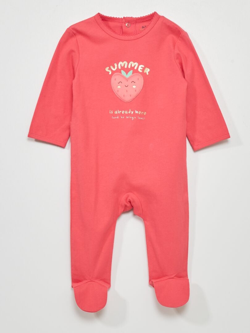 Pyjama en jersey avec imprimé Rose 'fraise' - Kiabi