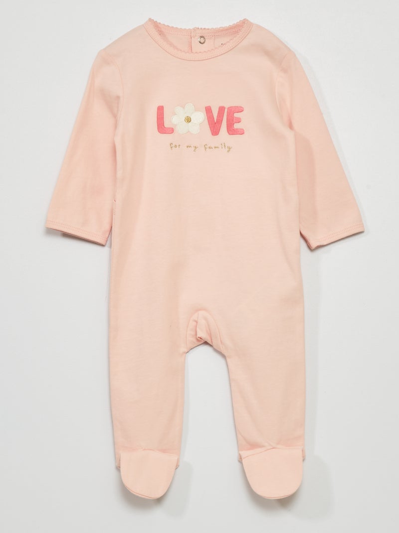 Pyjama en jersey avec imprimé Rose 'love' - Kiabi