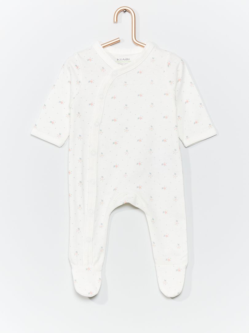 Pyjama en jersey blanc/fleurs - Kiabi