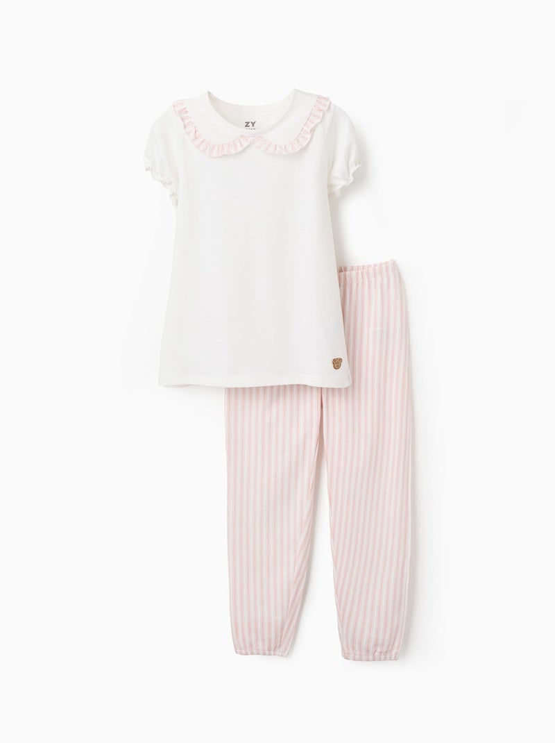 Pyjama en Jersey de Coton à Rayures Blanc - Kiabi