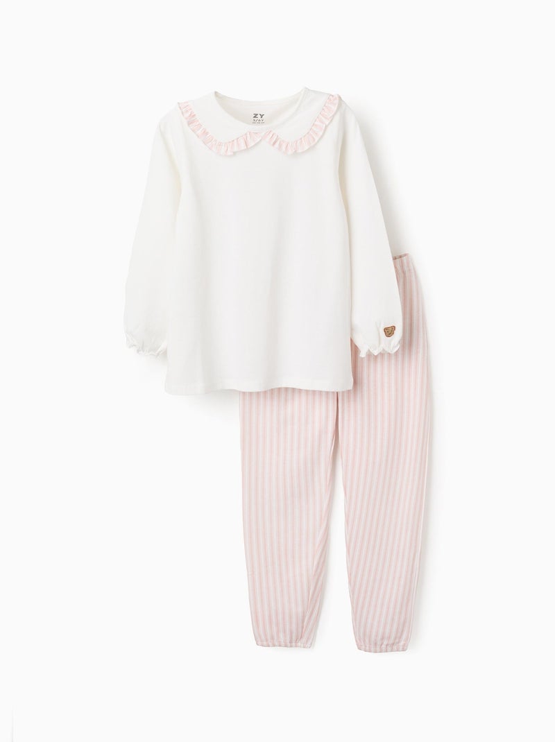 Pyjama en Jersey de Coton à Rayures Blanc - Kiabi