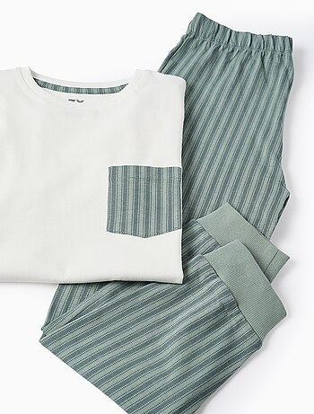 Pyjama en Jersey de Coton à Rayures