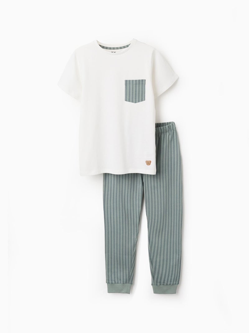Pyjama en Jersey de Coton à Rayures Blanc - Kiabi