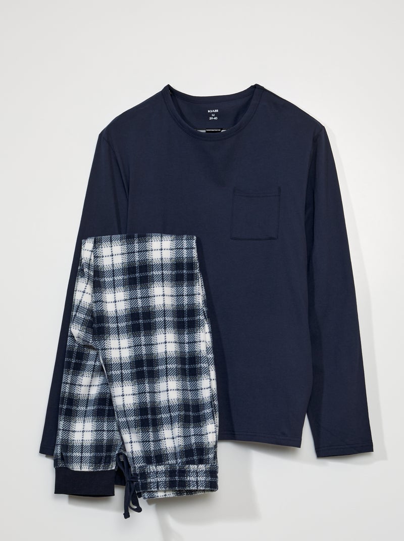 Pyjama en jersey et polaire - 2 pièces Bleu marine - Kiabi