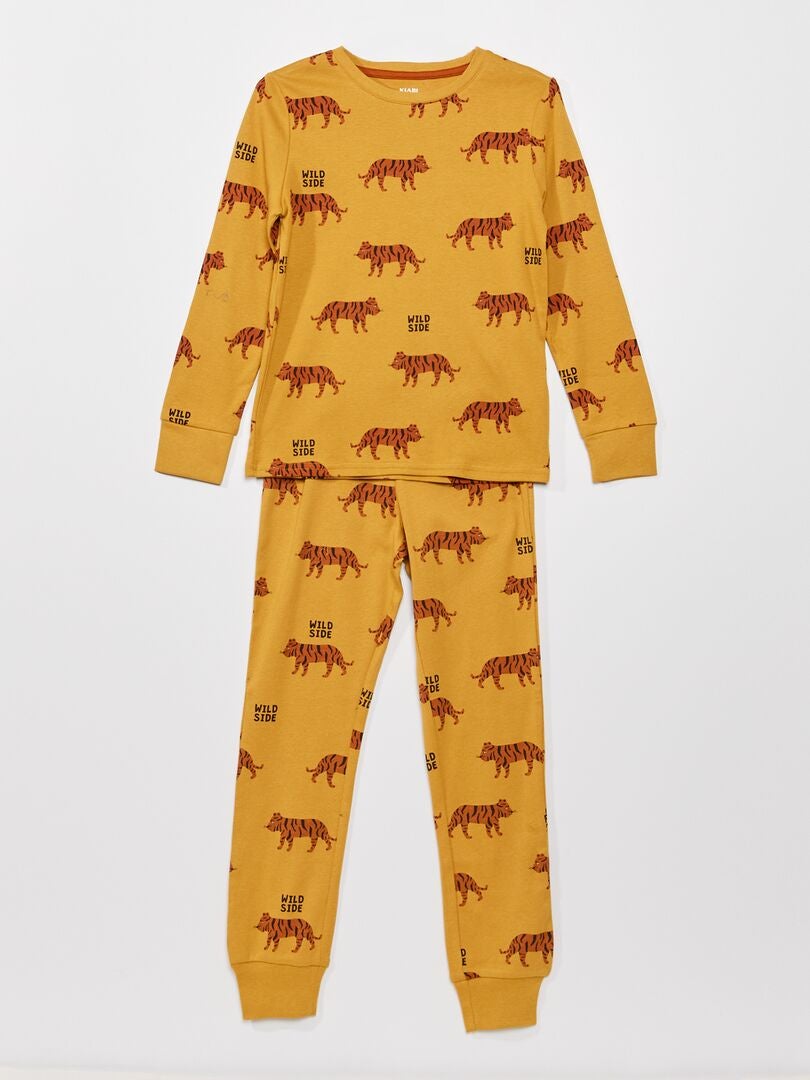 Pyjama en jersey fantaisie - 2 pièces Jaune - Kiabi
