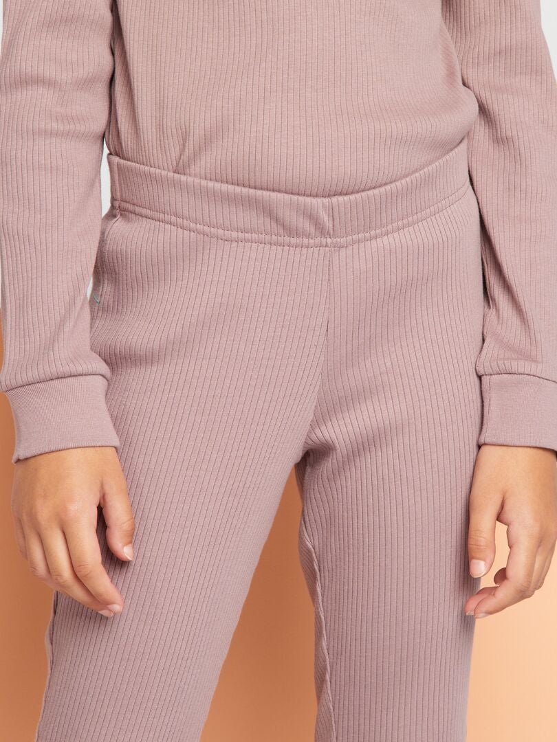 Pyjama en maille côtelée Violet - Kiabi