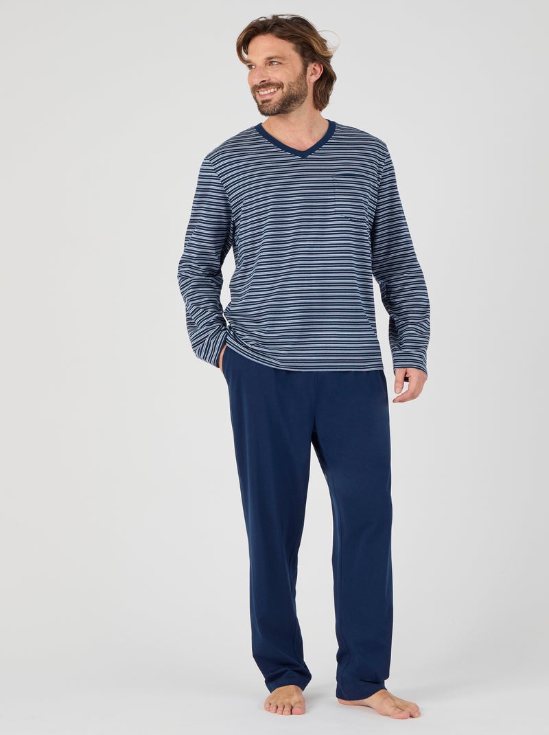 Pyjama en maille jersey - Damart Bleu - Kiabi