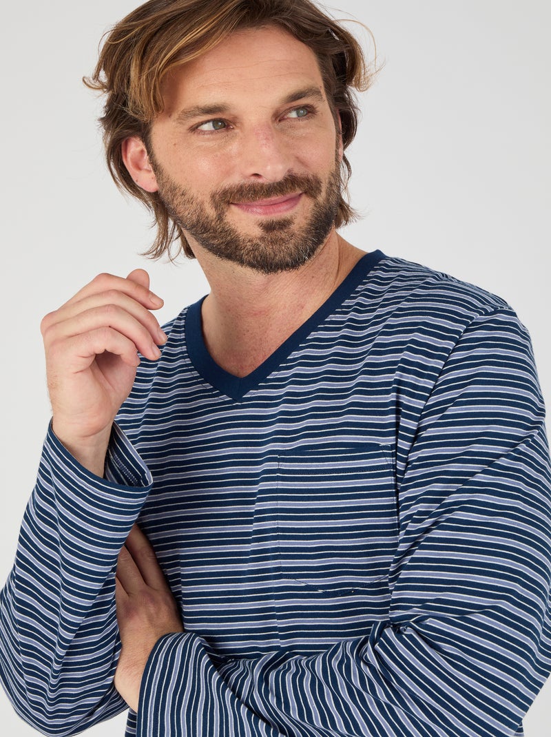 Pyjama en maille jersey - Damart Bleu - Kiabi