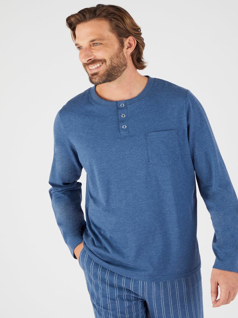 Pyjama en maille jersey - Damart Bleu marine - Kiabi