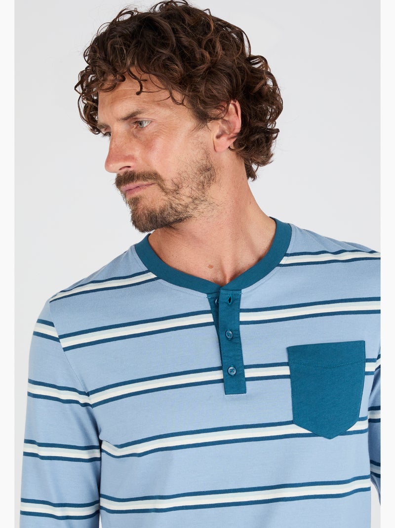 Pyjama en maille jersey - Damart Bleu - Kiabi