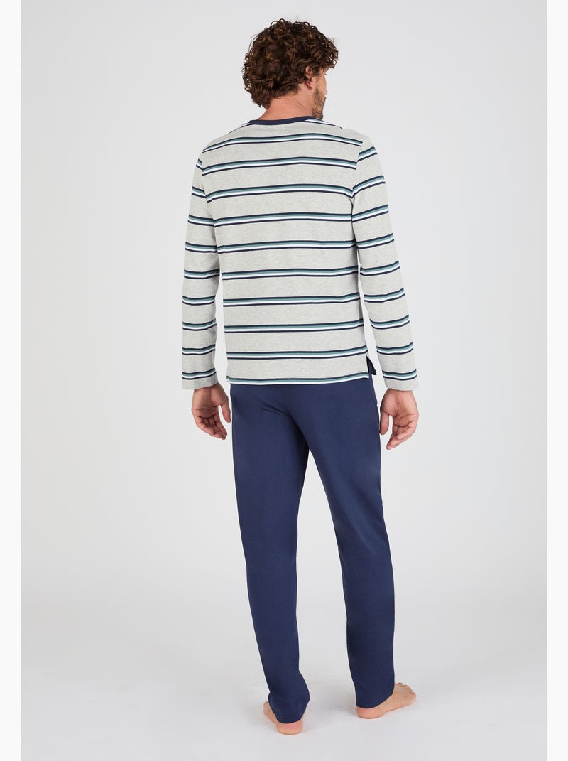 Pyjama en maille jersey - Damart Gris chiné - Kiabi