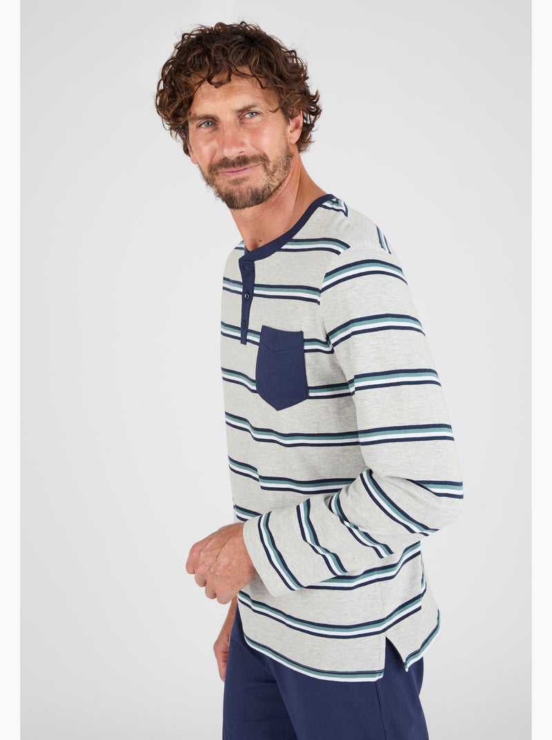 Pyjama en maille jersey - Damart Gris chiné - Kiabi