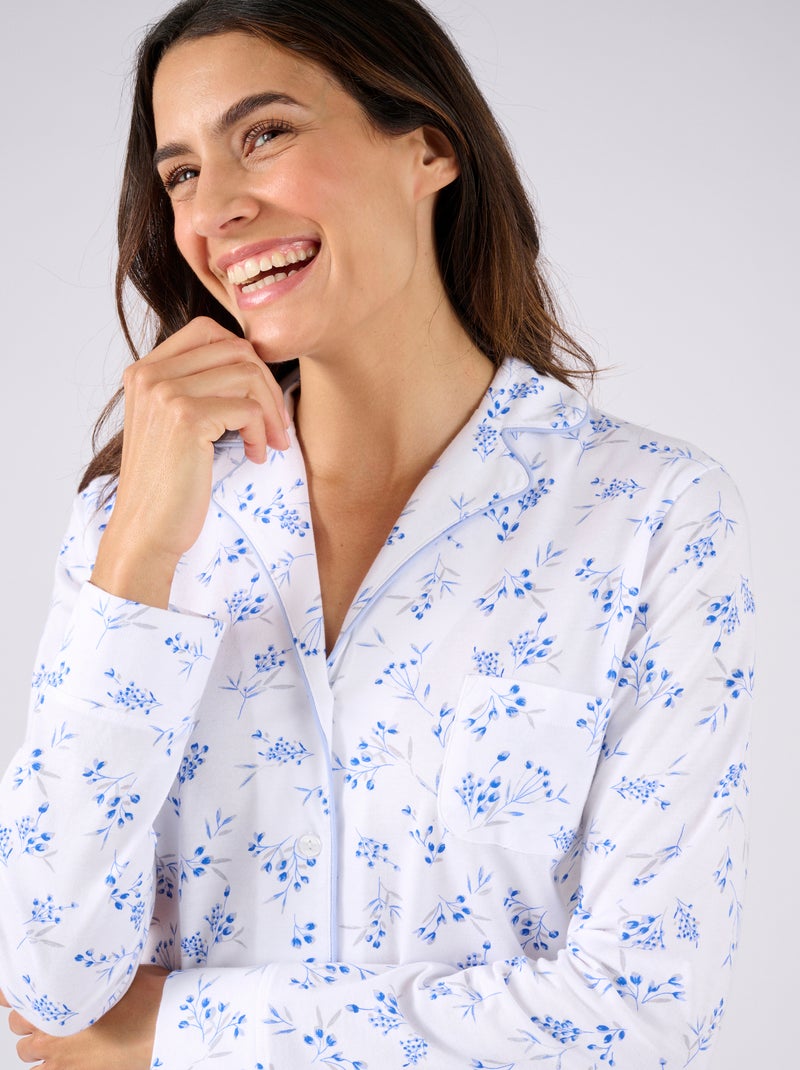 Pyjama en maille jersey pur coton - Damart Bleu - Kiabi
