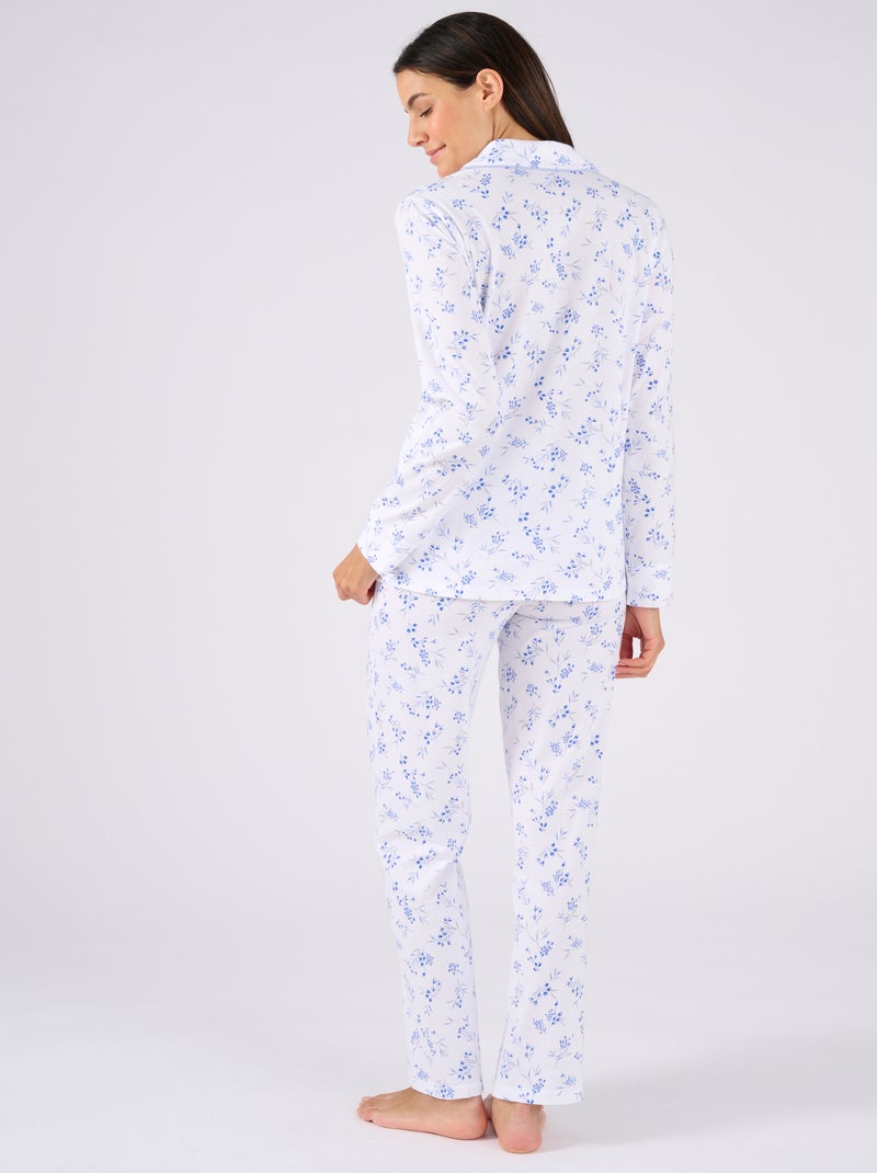 Pyjama en maille jersey pur coton - Damart Bleu - Kiabi