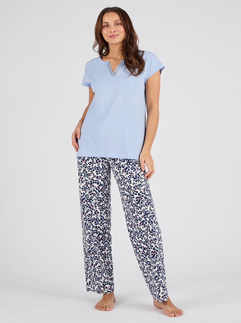 Pyjama en maille jersey pur coton - Damart Bleu - Kiabi