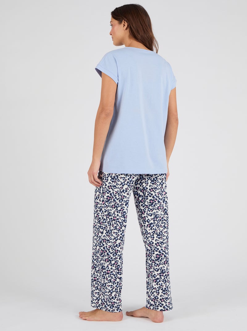 Pyjama en maille jersey pur coton - Damart Bleu - Kiabi