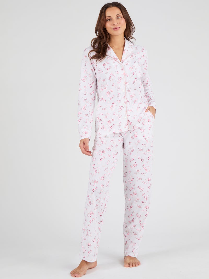 Pyjama en maille jersey pur coton - Damart Rose - Kiabi