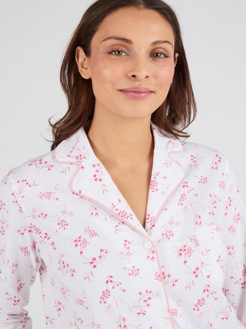 Pyjama en maille jersey pur coton - Damart Rose - Kiabi
