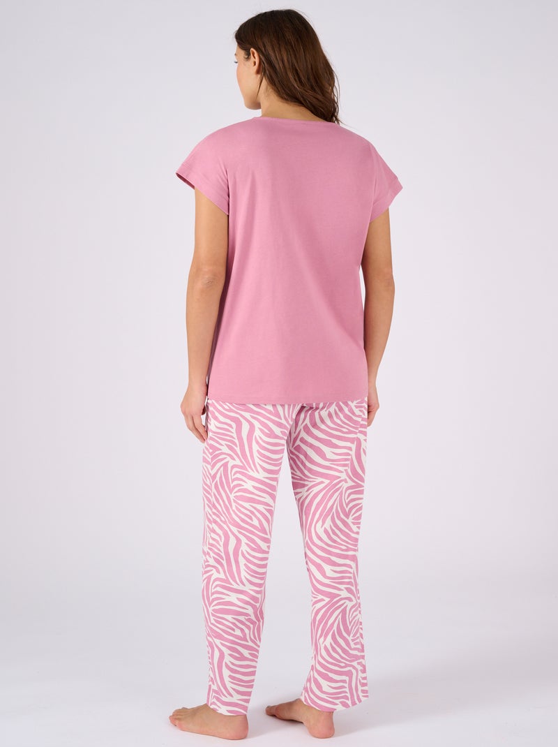 Pyjama en maille jersey pur coton - Damart Rose - Kiabi