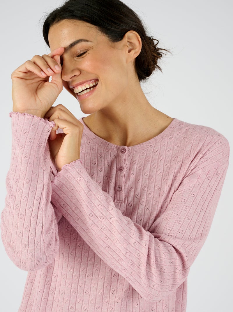Pyjama en maille pointelle - Damart Mauve - Kiabi