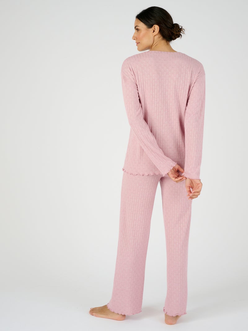 Pyjama en maille pointelle - Damart Mauve - Kiabi