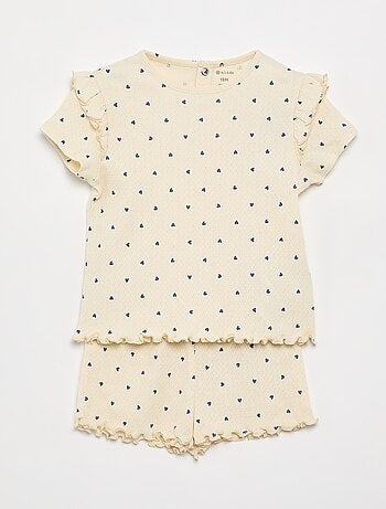 Pyjama en maille pointelle t-shirt + short - 2 pièces