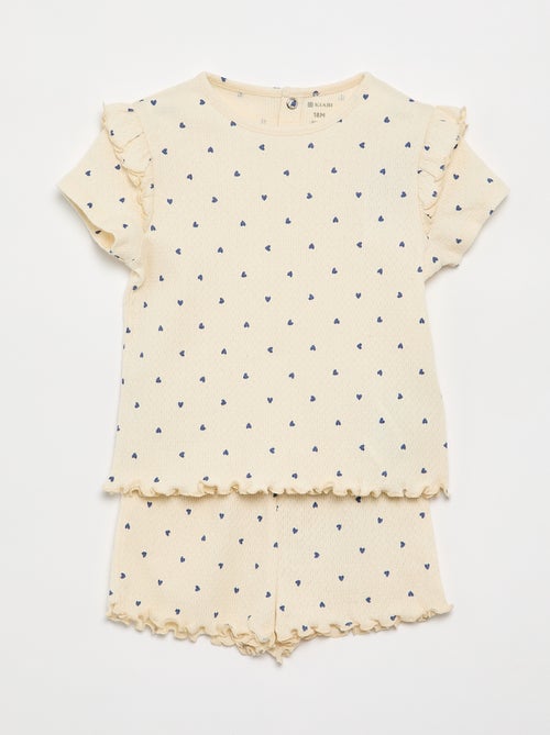 Pyjama en maille pointelle t-shirt + short - 2 pièces - Kiabi