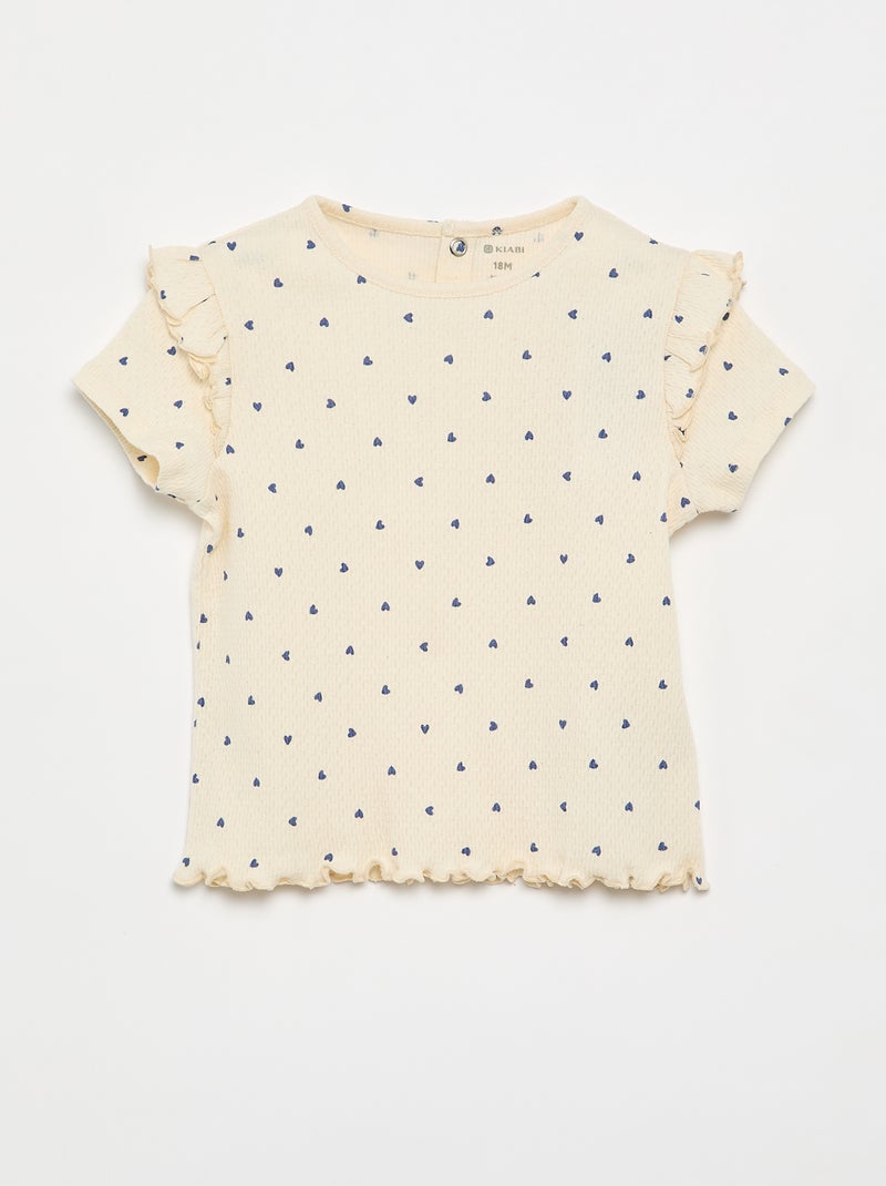 Pyjama en maille pointelle t-shirt + short - 2 pièces Beige - Kiabi