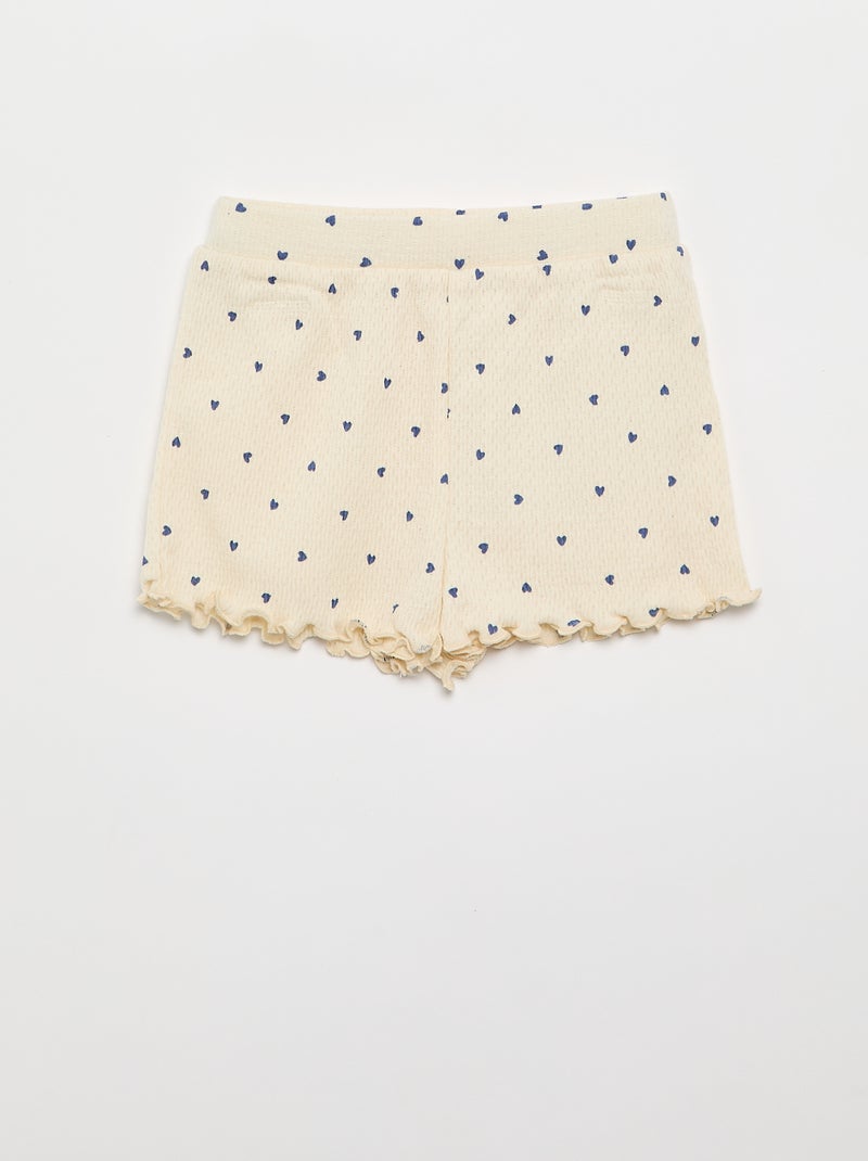 Pyjama en maille pointelle t-shirt + short - 2 pièces Beige - Kiabi