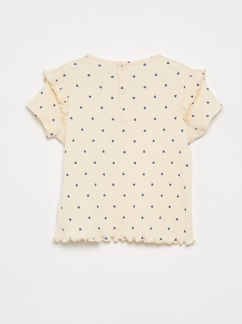 Pyjama en maille pointelle t-shirt + short - 2 pièces Beige - Kiabi