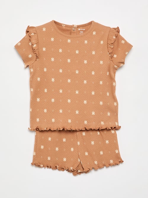 Pyjama en maille pointelle t-shirt + short - 2 pièces - Kiabi