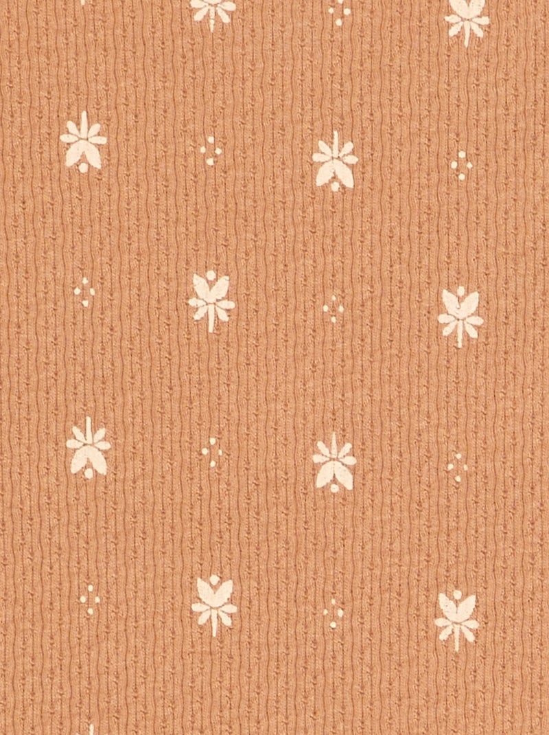 Pyjama en maille pointelle t-shirt + short - 2 pièces Beige - Kiabi