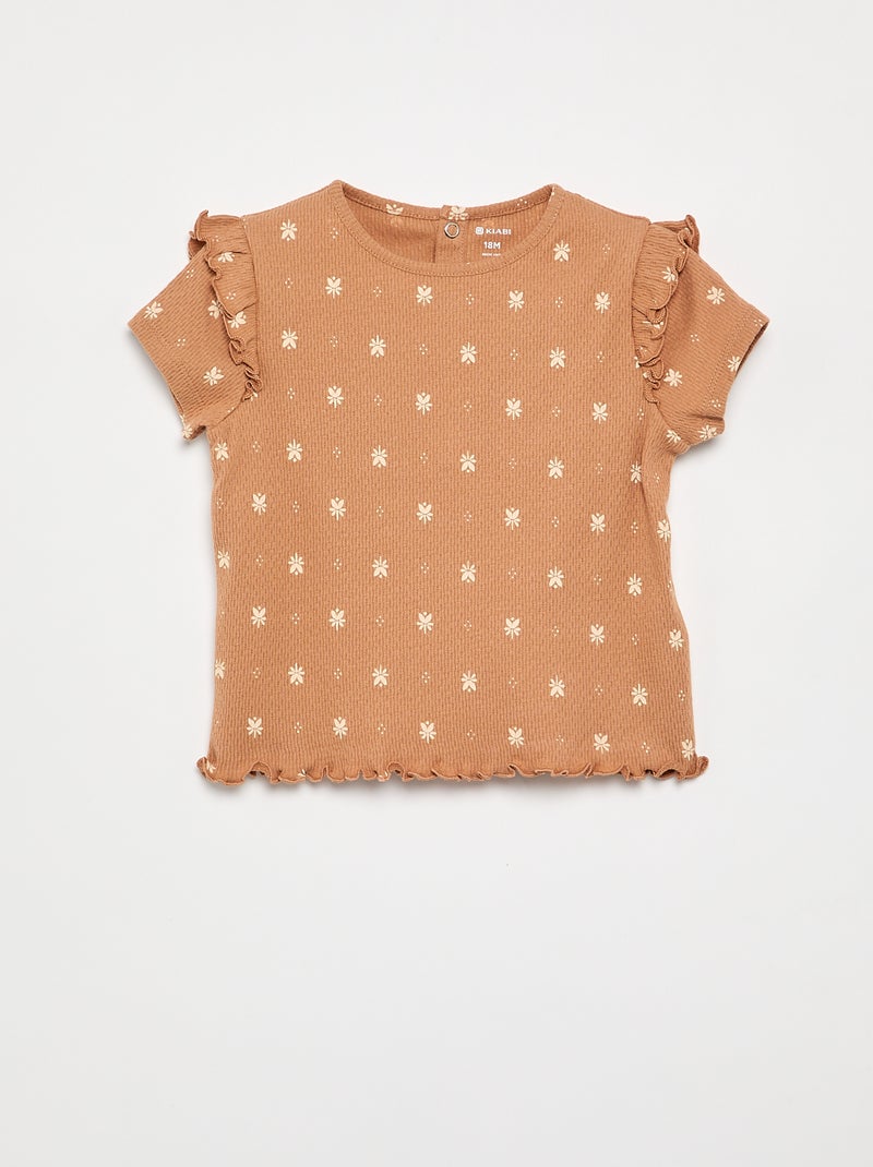Pyjama en maille pointelle t-shirt + short - 2 pièces Beige - Kiabi
