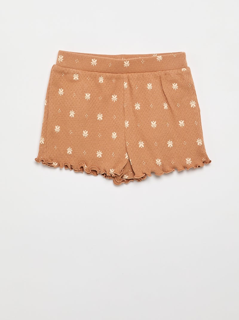 Pyjama en maille pointelle t-shirt + short - 2 pièces Beige - Kiabi