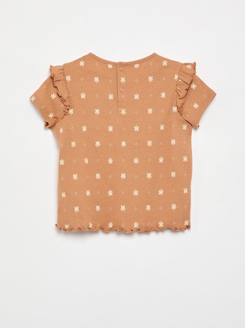 Pyjama en maille pointelle t-shirt + short - 2 pièces Beige - Kiabi