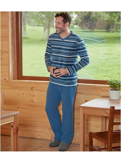 Pyjama en Micropolaire Rayé   - ATLAS FOR MEN - Kiabi