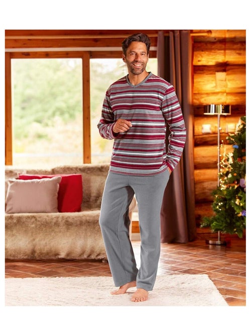 Pyjama en Micropolaire Rayé  - ATLAS FOR MEN - Kiabi