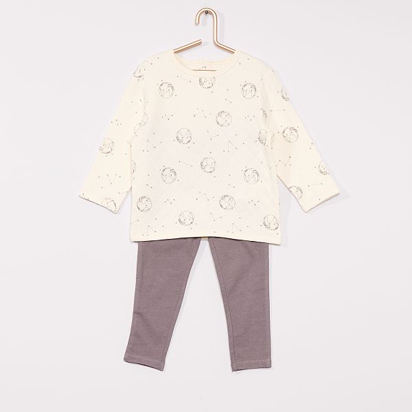 Pyjama En Molleton Eco Concu Bebe Fille Blanc Gris Kiabi 12 00