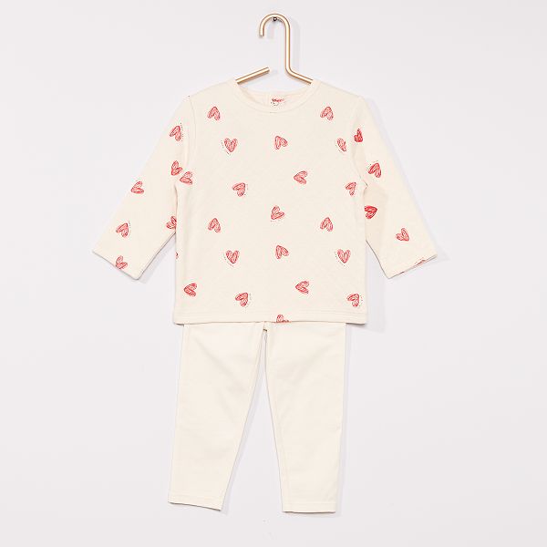 Pyjama En Molleton Eco Concu Bebe Fille Imprime Coeurs Kiabi 12 00