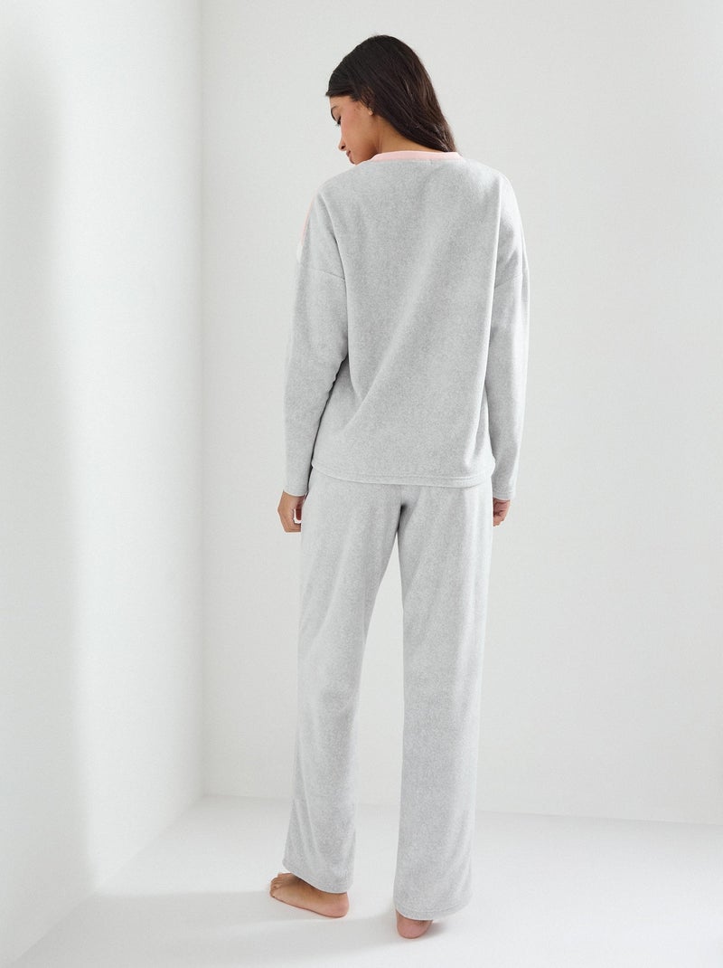 Pyjama en molleton polaire, MO Fashion Gris - Kiabi