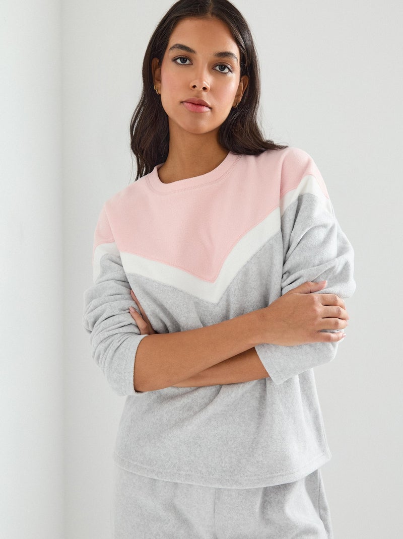 Pyjama en molleton polaire, MO Fashion Gris - Kiabi