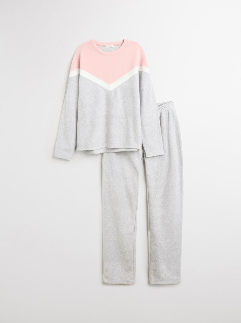Pyjama en molleton polaire, MO Fashion Gris - Kiabi